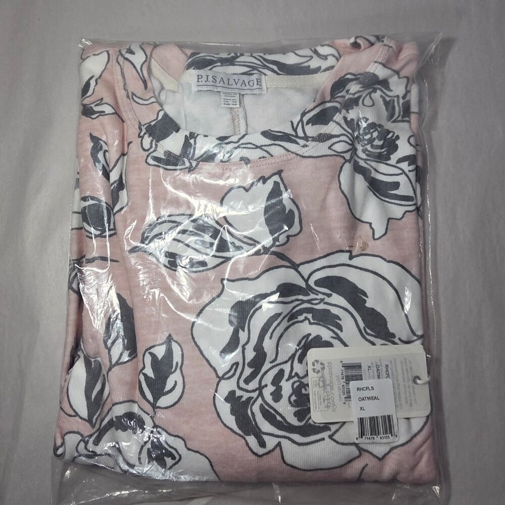 NWT PJ Salvage Cinema Long-Sleeve Floral-Print Lounge Top